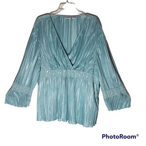 Cato women plus size 28W chiffon stripes laced long sleeves blouse. 666